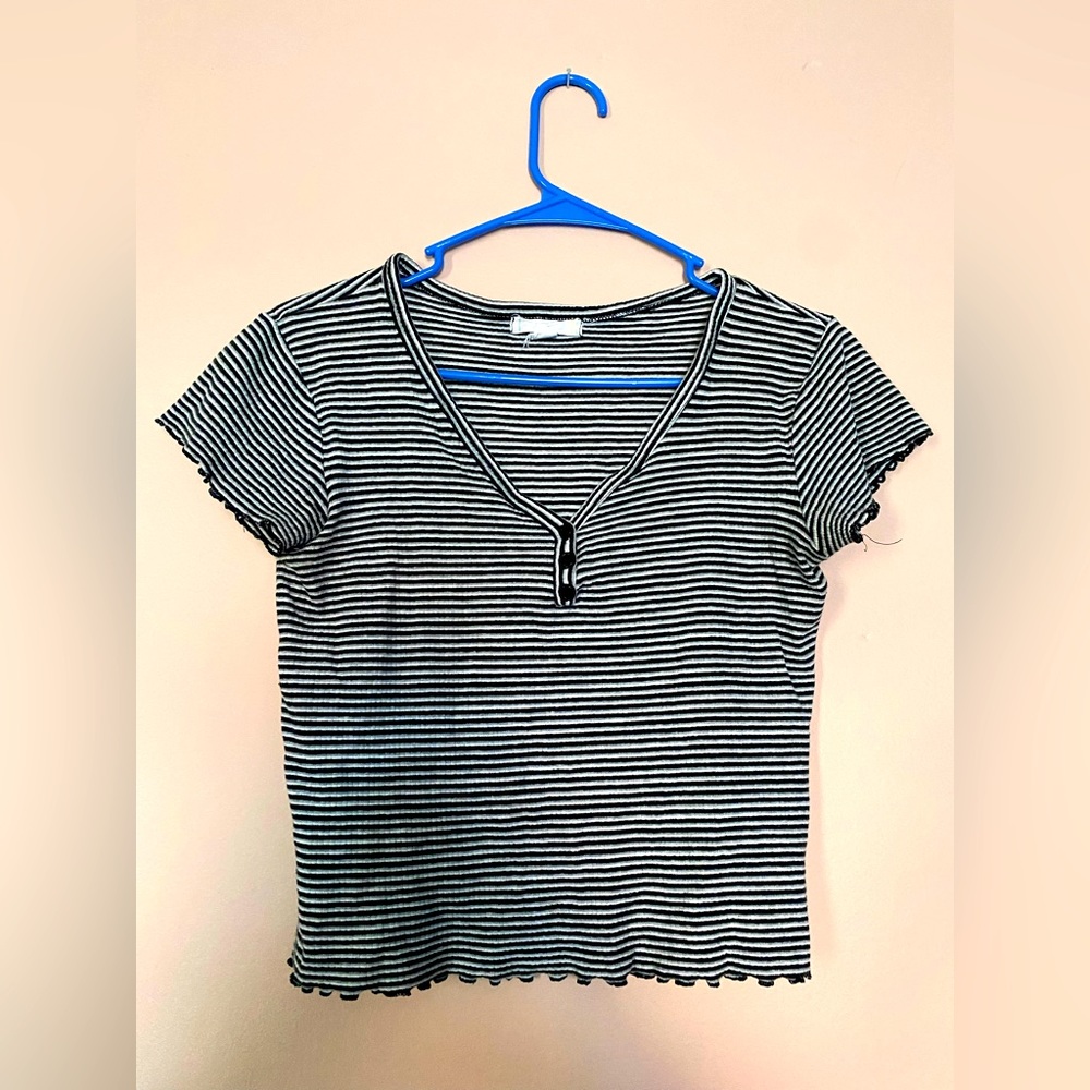 Striped V-neck Tee